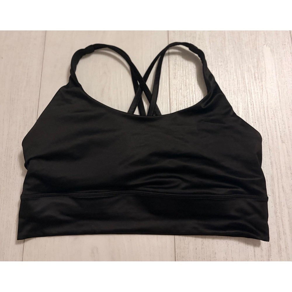 EUC Lululemon Energy Longline Bra Sz 12 - Medium Support, B-D Cups Foil Black